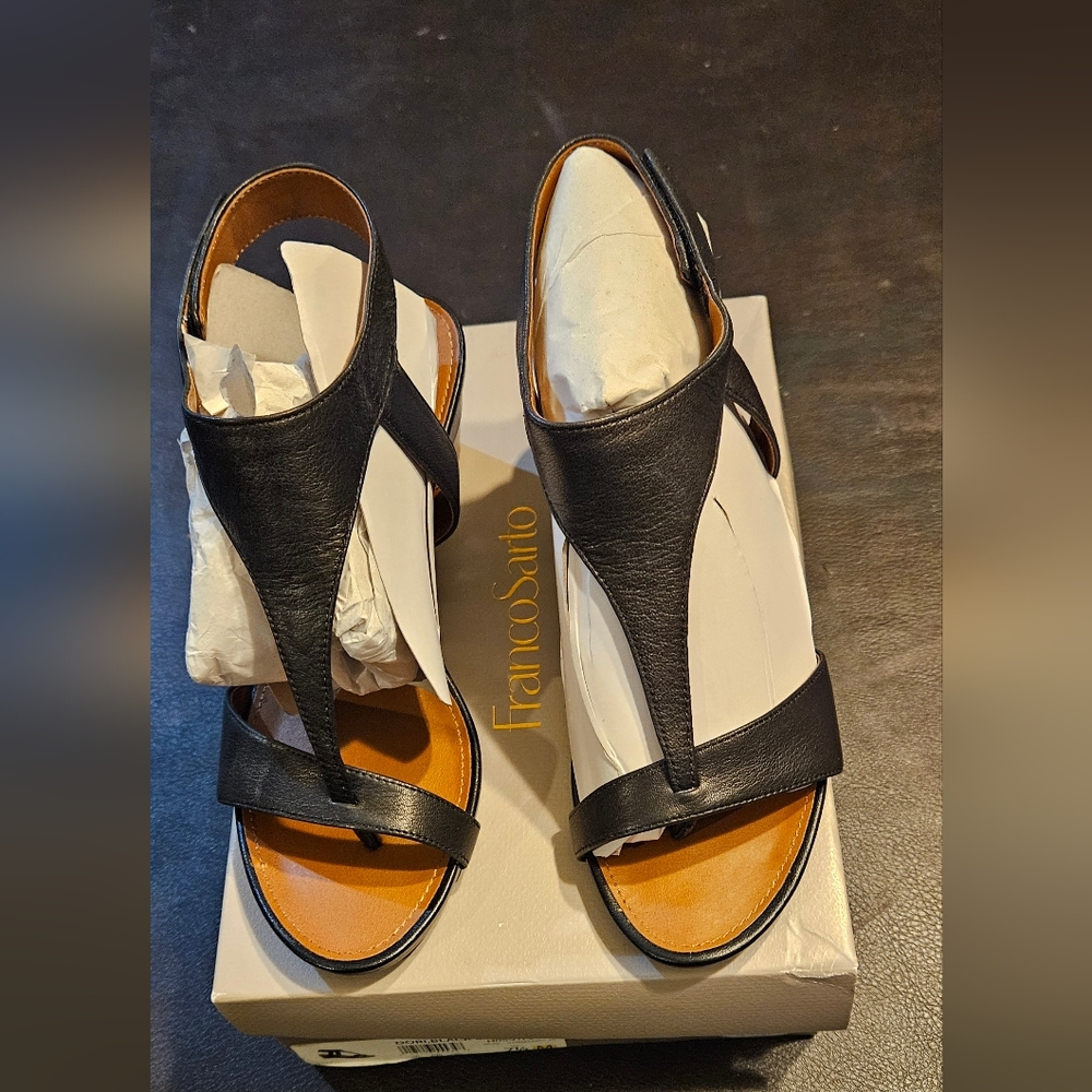 Franco Suarto Womens 7.5 Black Dori Wedge Sandal